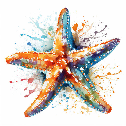 Starfish clipart in the style of Impressionistic Art, on a white background