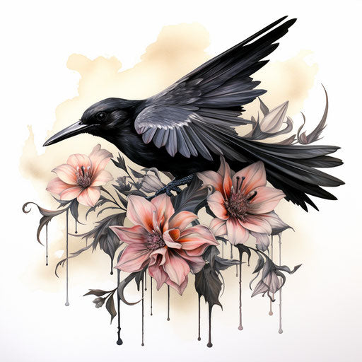 Crows by Meagan Brown, tattoo artist, inspired by various artists