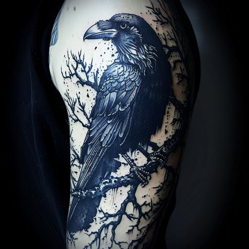 Cool tattoos for men with gothic raven on the arm