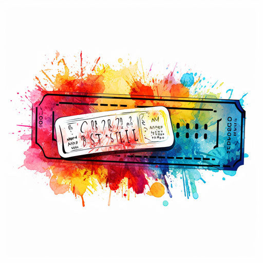 Ticket clipart in the style of Oil painting, on a white background