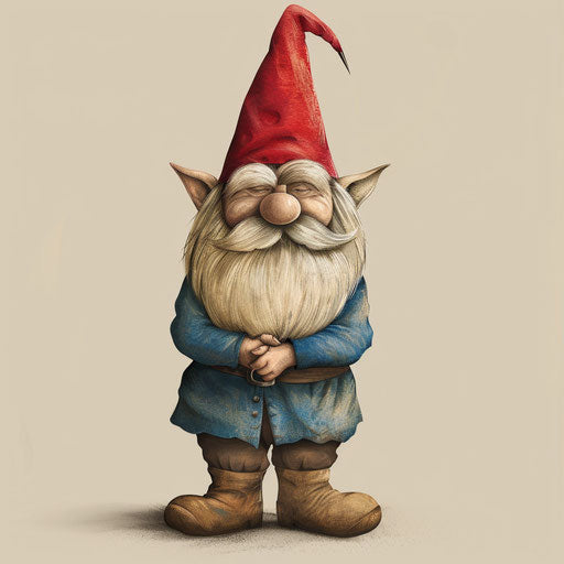 Realistic gnome clipart on flat cream background