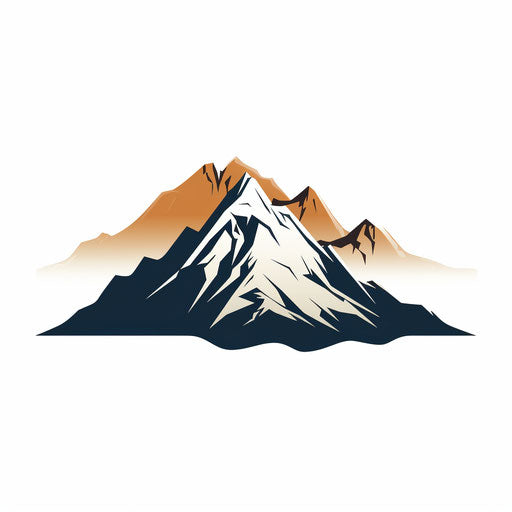 Minimalist style mountain silhouette on white background