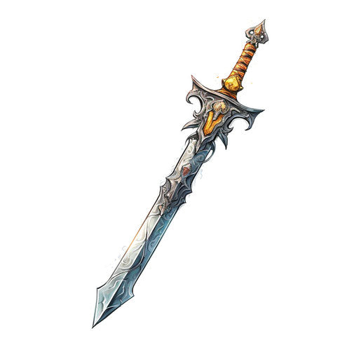 Sword illustration in the style of oil painting, on white background
