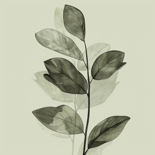 Ink artwork with flat, muted olive backdrop