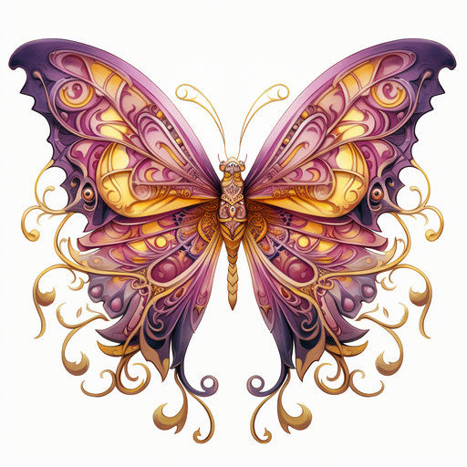 Pink and yellow butterfly, classic tattoo motifs, innovative designs