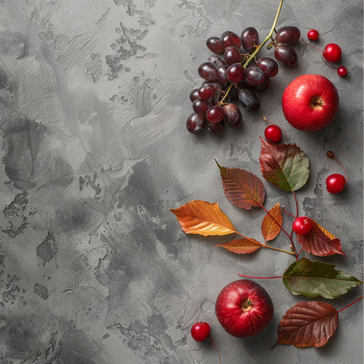 Realistic September clipart images on flat slate grey background