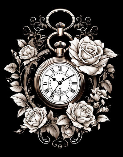 Vintage pocket watch with roses design