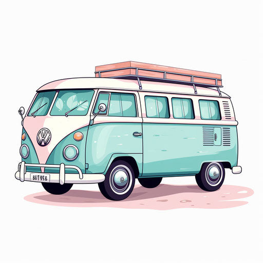 Van clipart in the style of Pastel Colors Art