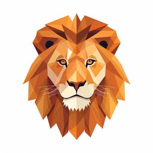 Minimalist lion cartoon on white background