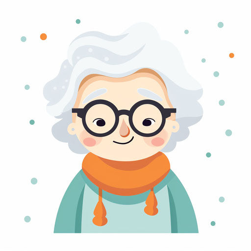 Minimalist style grandma illustration on white background