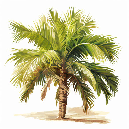 Palm clipart in the style of Oil painting, on a white background