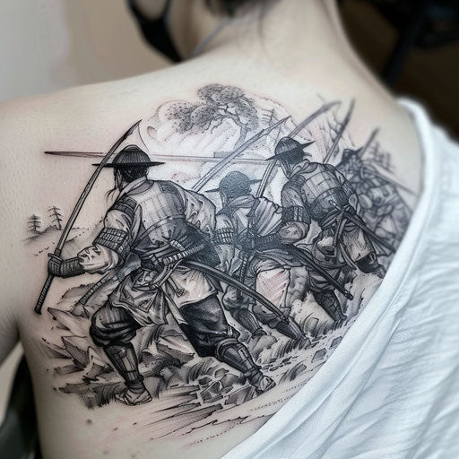 Bold and graphic Korean war scene