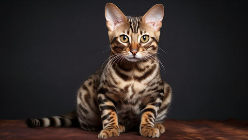 Bengal cat, energetic and bold, dark beige and maroon 37:21