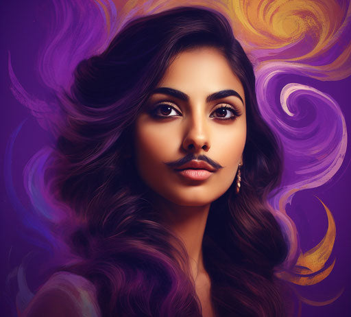 Drawing of a girl with a thick mustache