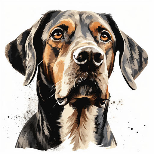 Dog clipart in the style of Chiaroscuro Art, on white background