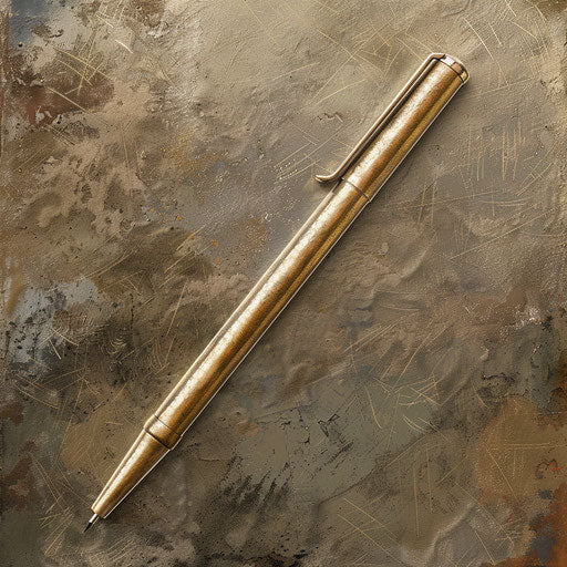 Pen clipart with flat random background and realistic metallic texture