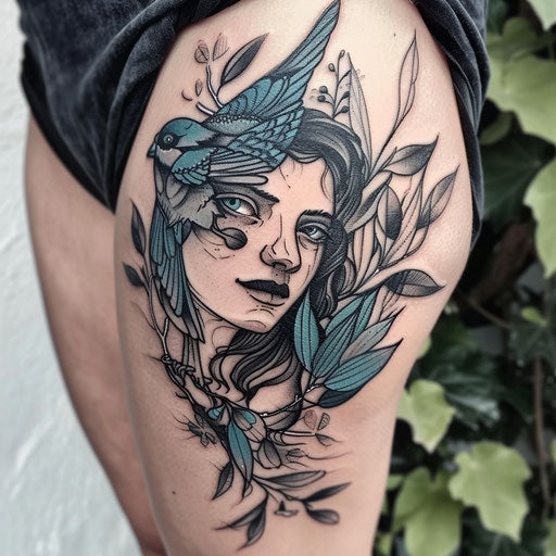 Nature tattoos in comic book style