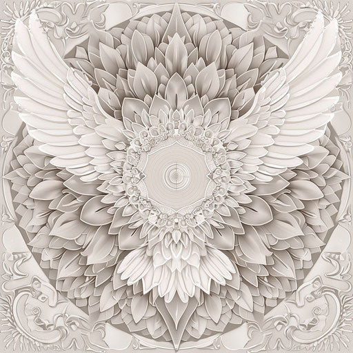 Mandala clipart with detailed wings on monochrome background