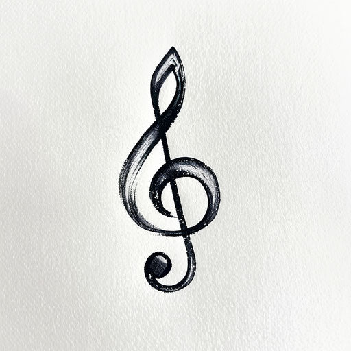 Bold black treble clef on pure white background