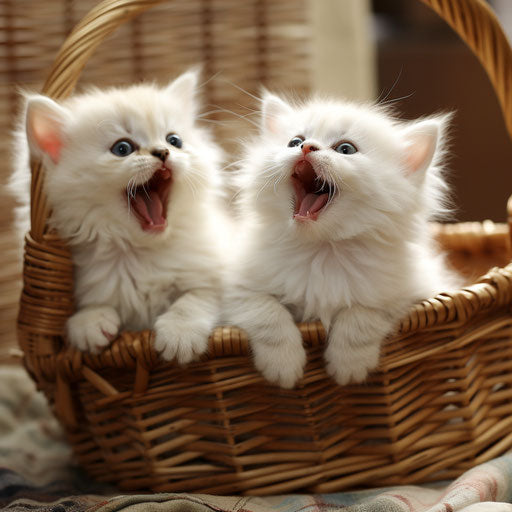White cat kittens playing