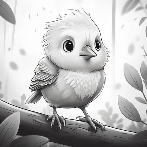 Cute baby bird cartoon coloring page