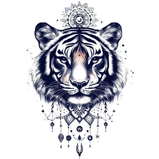 Hand Tiger Tattoo with Mandala-Style Pattern