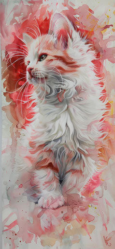 Watercolor kitten portrait of a cat for sale