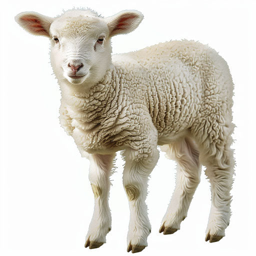 Lamb clipart in photo realistic style with flat white background
