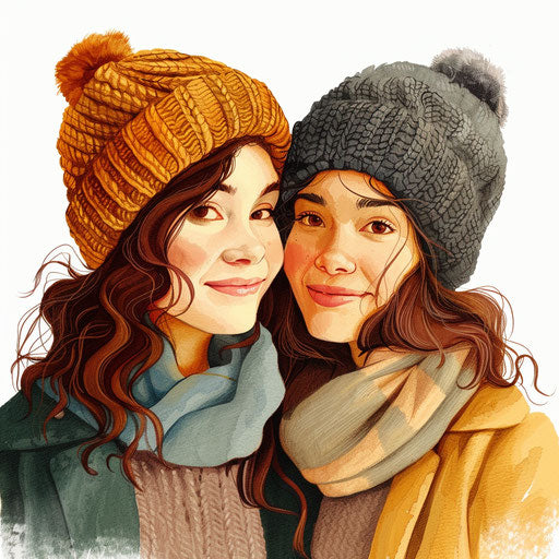 Best friends clipart in photo realistic style on flat white background