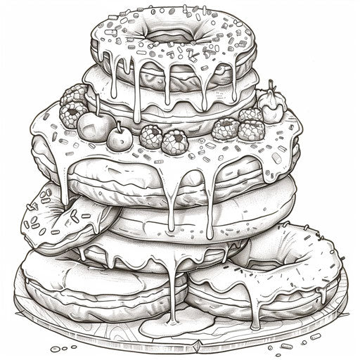 Stack of donuts with various toppings