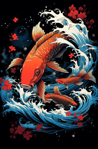 Japanese koi fish in the sea