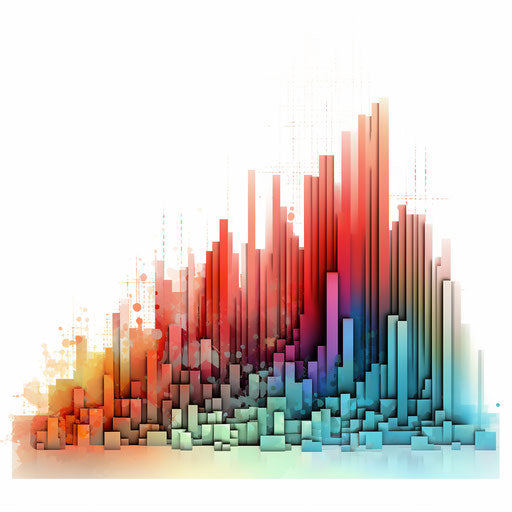 Graph clipart in the style of Impressionistic Art, on white background