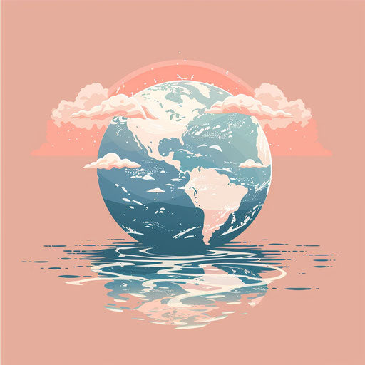 Realistic global warming clipart on dusky rose background