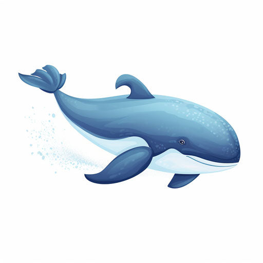 Whale illustration in minimalist style, on a white background