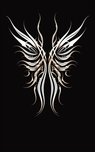 Tribal black wing, intersecting decorative lines 5:8