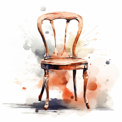 Chair clipart in the style of Oil painting, on a white background