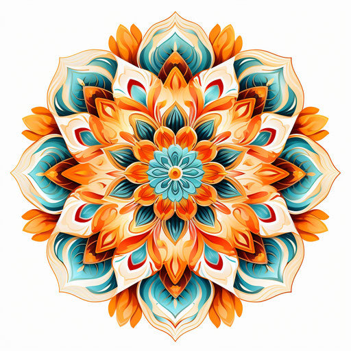 Mandala clipart in the style of Oil painting, on a white background