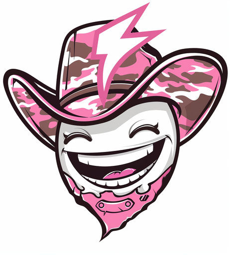 Cowboy emoji with pink and white lightning
