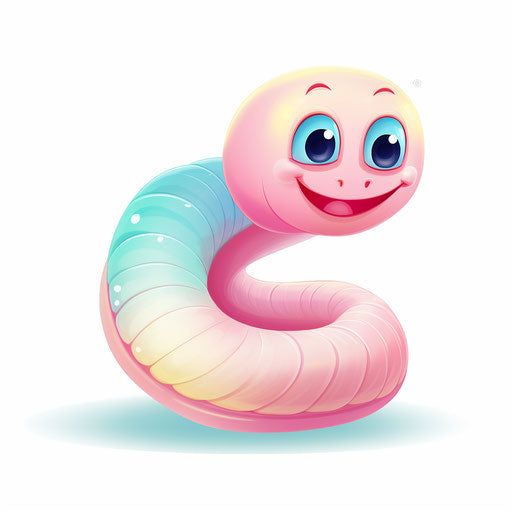 Illustration of worms in Pastel Colors Art style, on white background