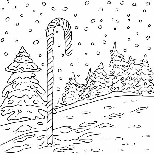 Giant candy cane in the snow