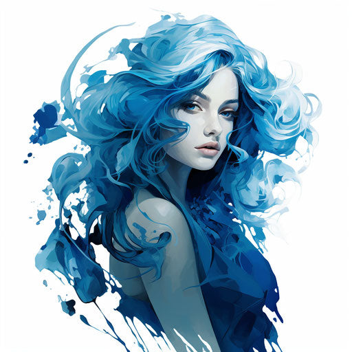 Blue clipart in the style of Chiaroscuro Art, on white background