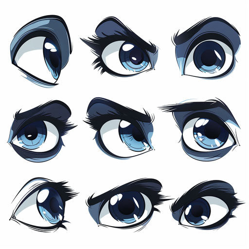 cartoon eyes png in a photorealistic style