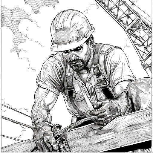 Noir-style construction worker scene