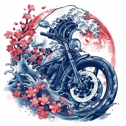 Japanese art motorcycle tattoo design
