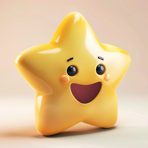 Joyful smiley star isolated on white background