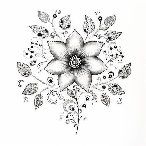 Floral henna drawing pointillist style felinecore