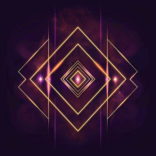 Neon logo with geometric patterns and elegant neon lines