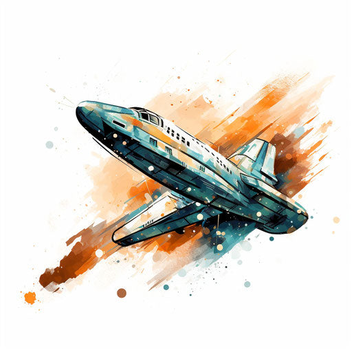 Spaceship clipart in the style of Impressionistic Art, on a white background