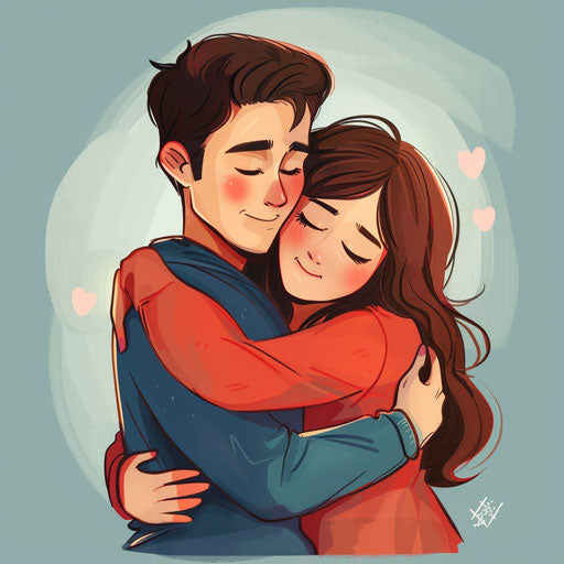 Cartoon couple hugging each other, #vfxfriday style