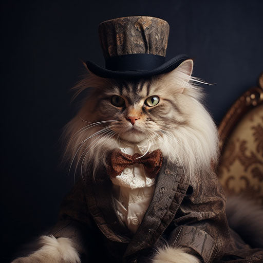 A Siberian cat dressed like a man